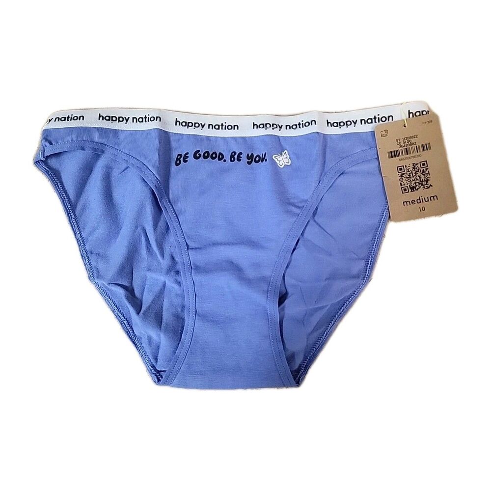 Happy Nation Girls MED-10 Comfy Cotton Logo Bikini Underwear BE GOOD, BE YOU